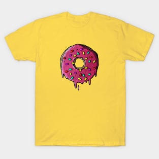 Melting Pink Donut Sticker T-Shirt